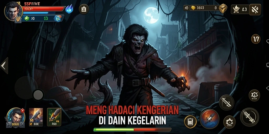 Screenshot utama 55FIVE menampilkan gameplay yang penuh ketegangan dan kengerian.