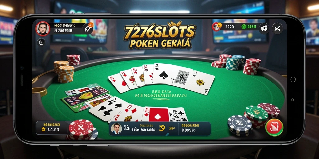 Tampilan gameplay menarik 7276SLOTS dengan suasana poker yang intens.
