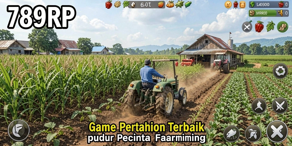 Tampilan gameplay 789RP yang menampilkan aktivitas bertani.