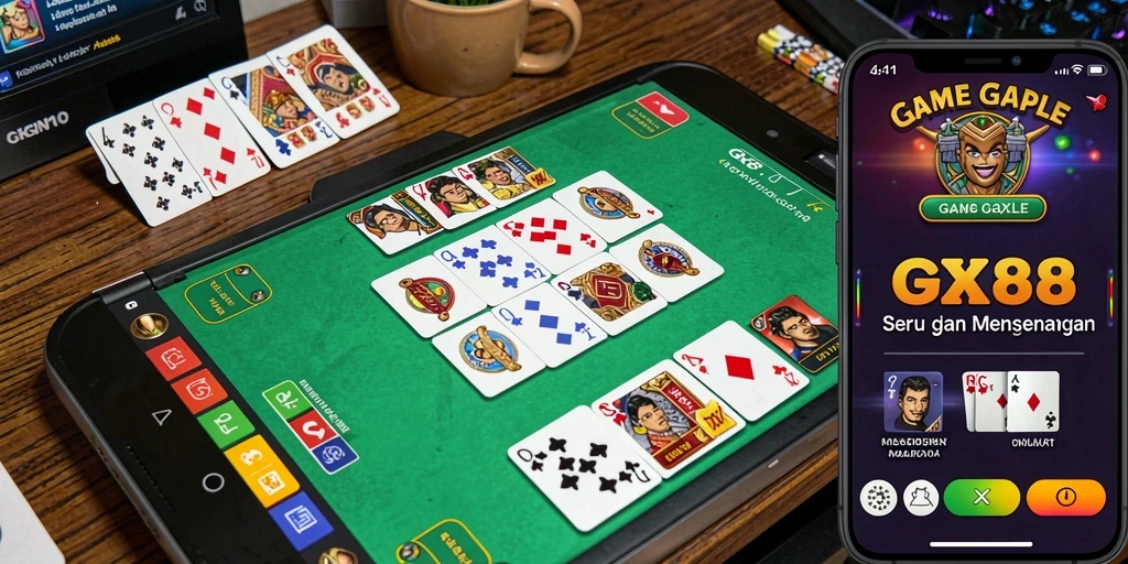 Screenshot gameplay GX88 menampilkan suasana permainan Gaple yang seru.
