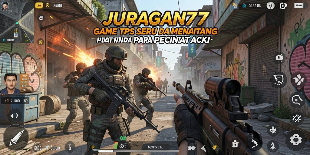 Tampilan gameplay seru di JURAGAN77 dengan aksi TPS yang mendebarkan.