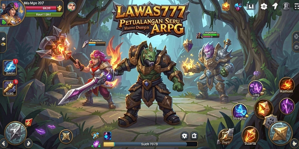 Screenshot gameplay ARPG yang menampilkan pertempuran seru di LAWAS777.