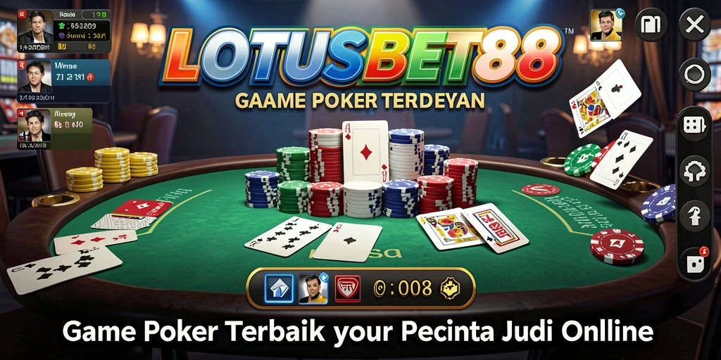 Screenshot LOTUSBET88 menunjukkan gameplay Poker yang menarik dan kompetitif.