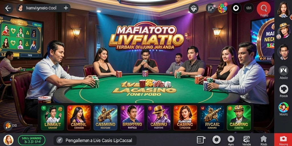 Screenshot gameplay MAFIATOTO yang menunjukkan interaksi langsung dengan dealer Live Casino.