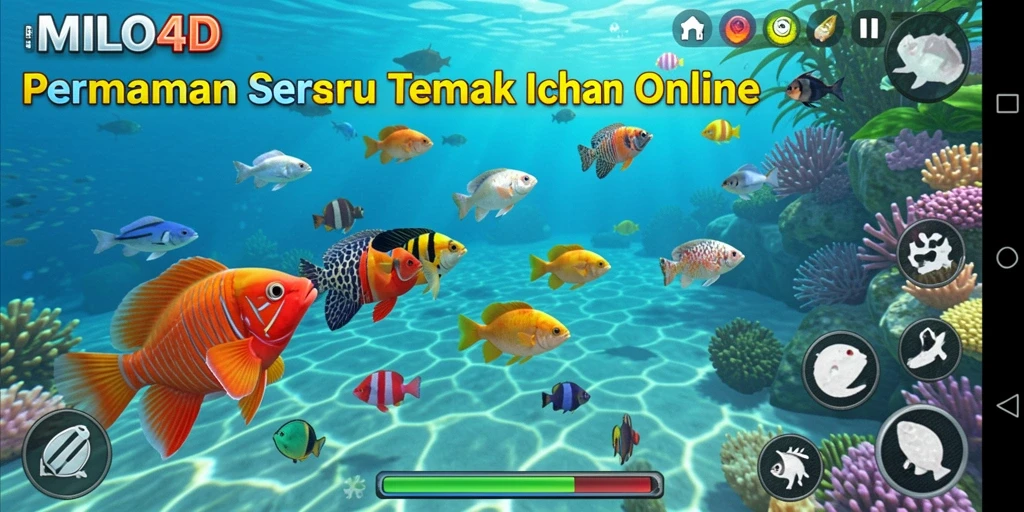 Screenshot gameplay MILO4D dengan aksi Tembak Ikan yang seru.