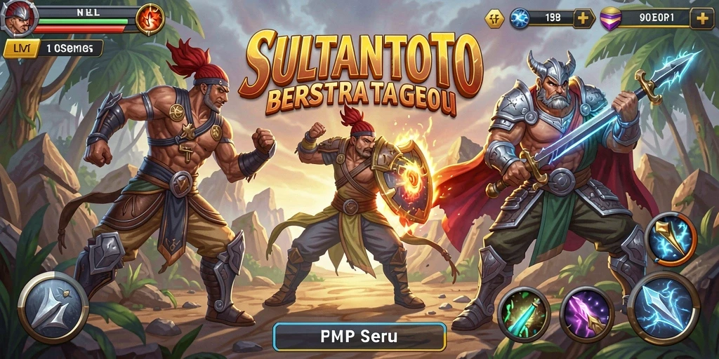 Tangkapan layar SULTANTOTO menampilkan aksi pertarungan yang intens dan karakter-karakter unik.