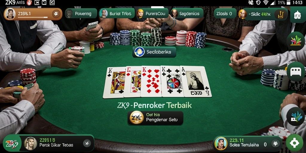 Tampilan gameplay ZK9 dengan suasana poker yang mendebarkan.